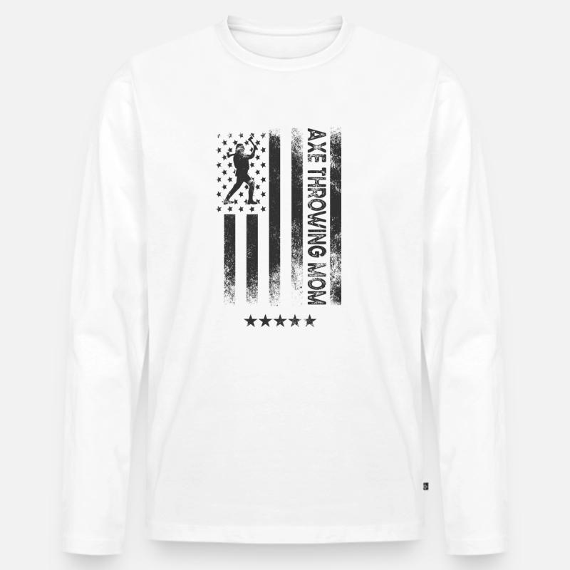 USA Flagge - Axt Werfen Mutter - Männer Premium Bio Langarmshirt - Weiß