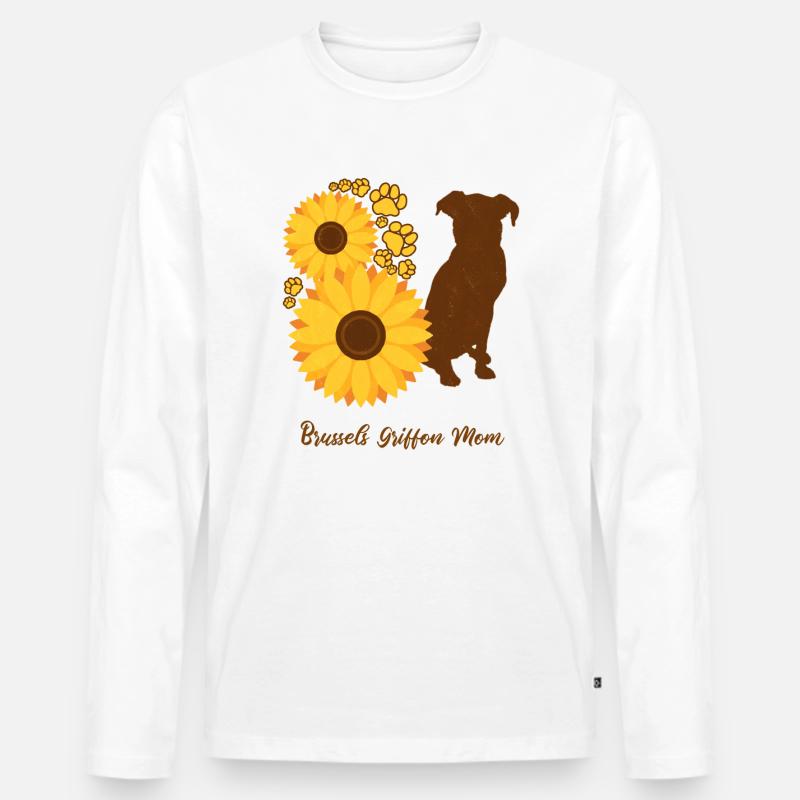 Sonnenblumenmutter - Brüsseler Griffon - Männer Premium Bio Langarmshirt - Weiß