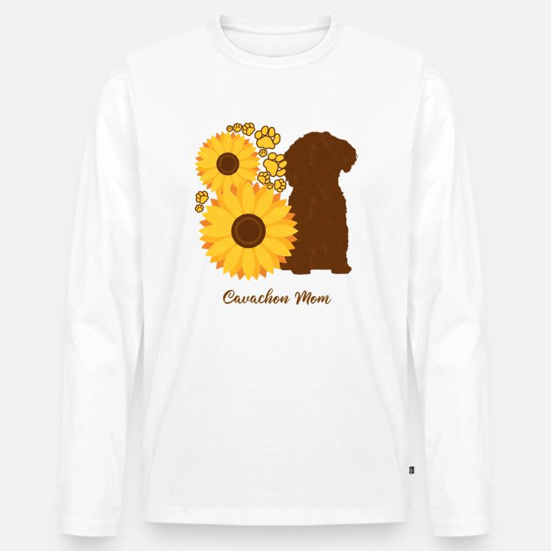 Sonnenblumenmutter - Cavachon - Männer Premium Bio Langarmshirt - Weiß
