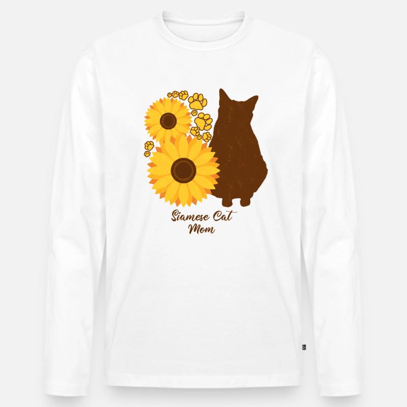 Sonnenblumenmutter - Siamkatze - Männer Premium Bio Langarmshirt - Weiß
