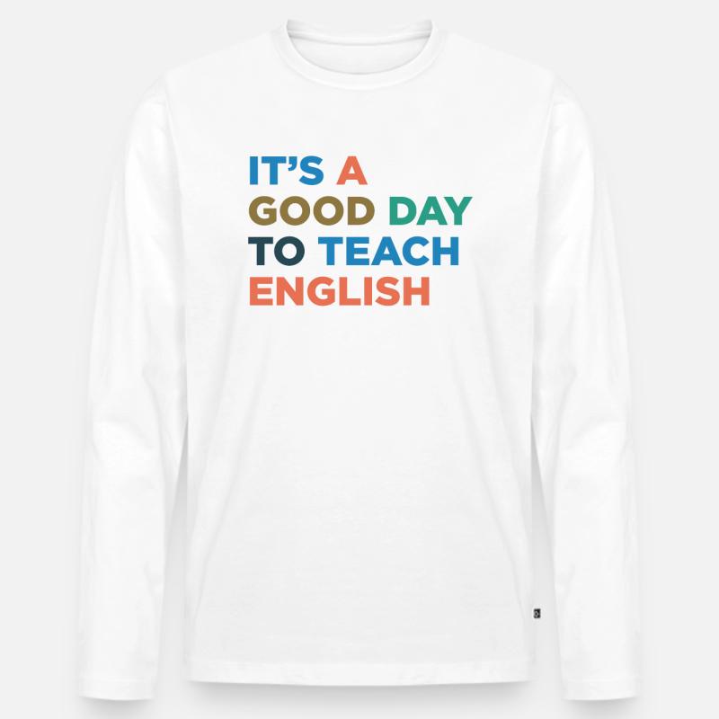 Englischlehrer Unterrichten - Männer Premium Bio Langarmshirt - Weiß