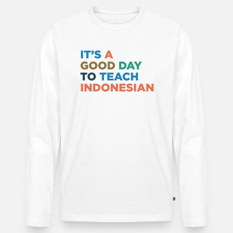 Unterrichte Indonesischen Lehrer - Männer Premium Bio Langarmshirt - Weiß