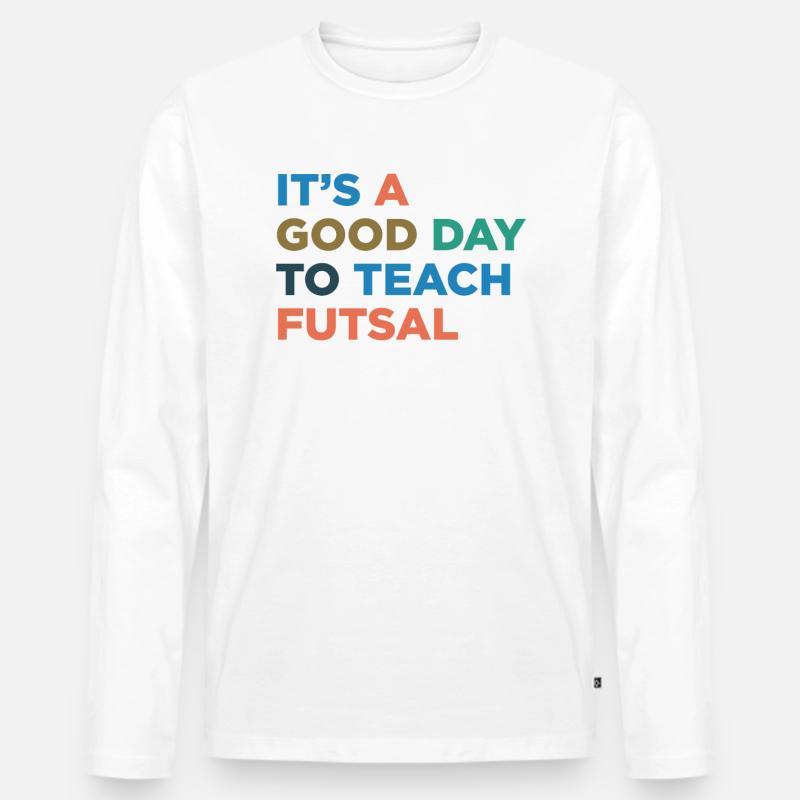 Futsal Coach Unterrichten - Männer Premium Bio Langarmshirt - Weiß