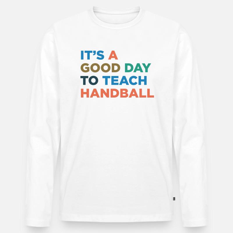 Handballtrainer Unterrichten - Männer Premium Bio Langarmshirt - Weiß