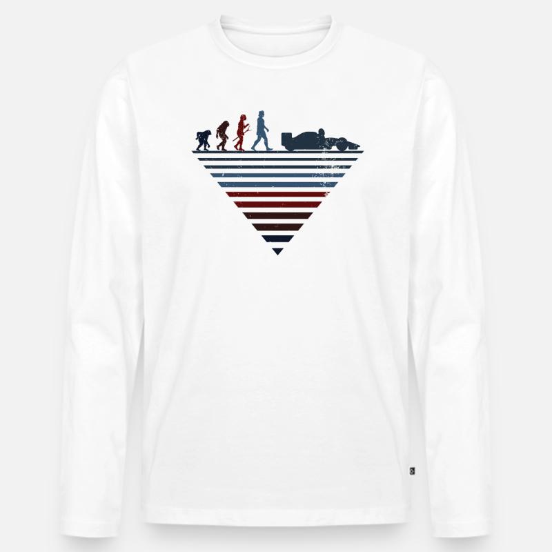 Menschliche Evolution - Oldtimer-Rennen - Männer Premium Bio Langarmshirt - Weiß