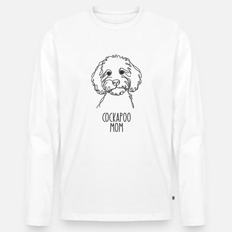 Line Art Mom - Cockapoo - Männer Premium Bio Langarmshirt - Weiß