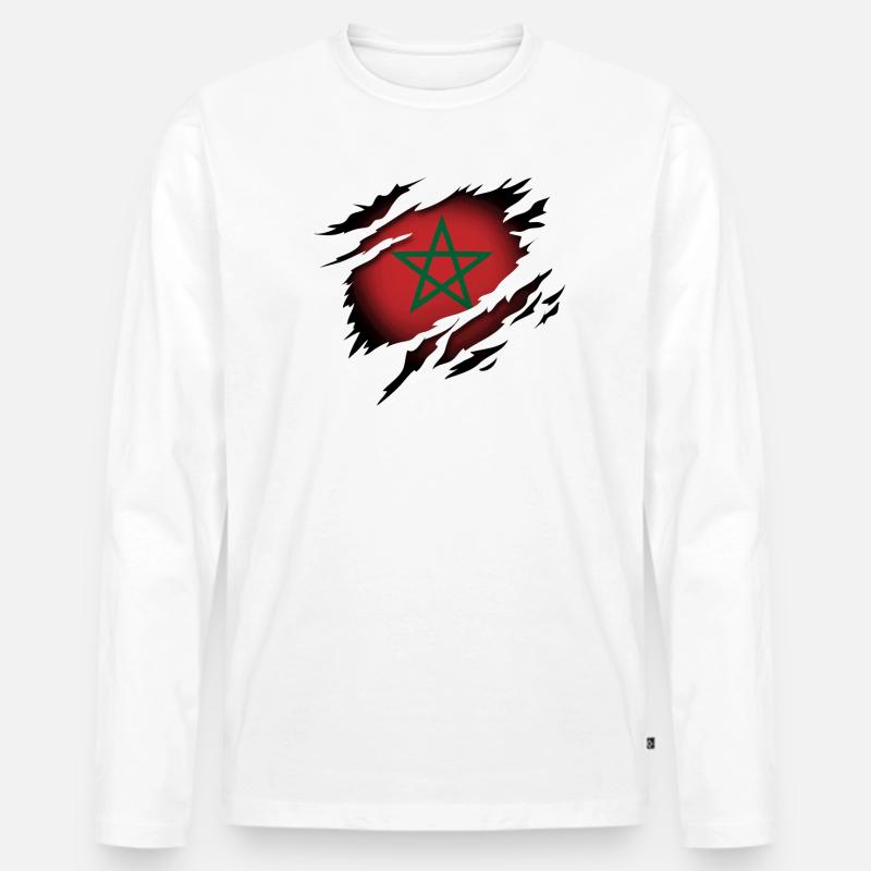 Marokko im Herzen - Männer Premium Bio Langarmshirt - Weiß