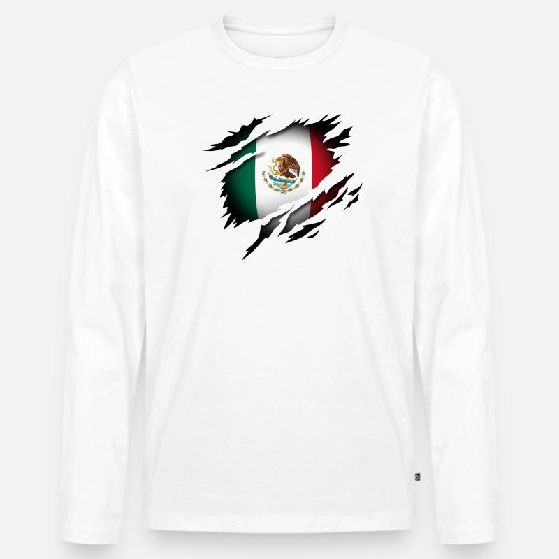 Mexiko im Herzen - Männer Premium Bio Langarmshirt - Weiß