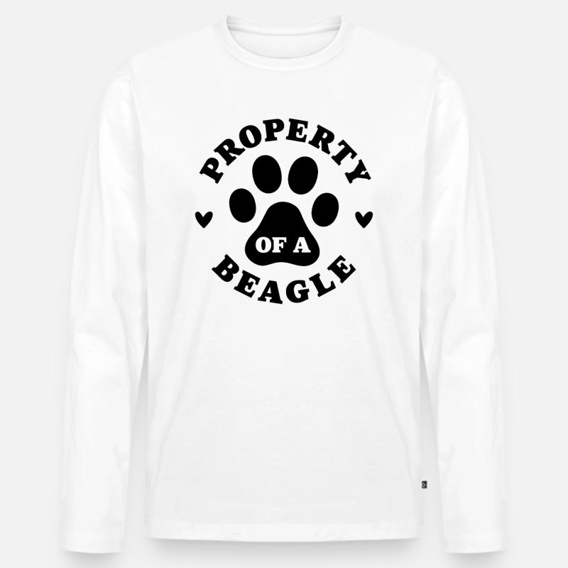 Eigentum eines Beagle - Männer Premium Bio Langarmshirt - Weiß