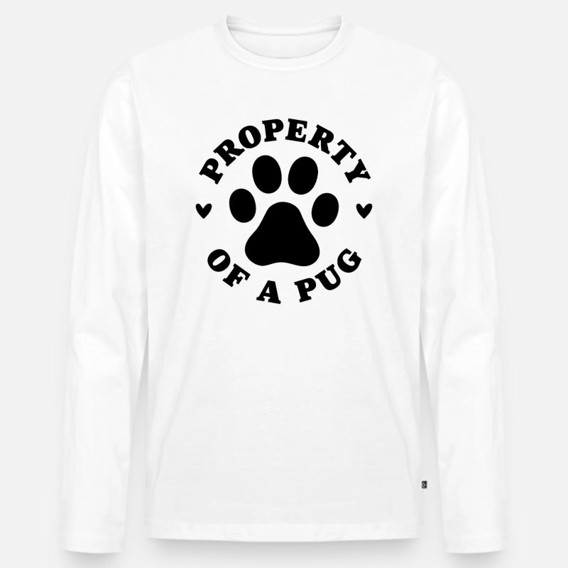 Eigentum eines Mops - Männer Premium Bio Langarmshirt - Weiß