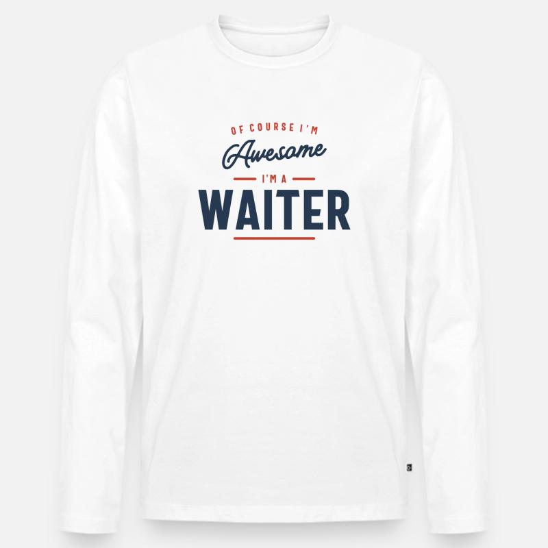 Kellner Beruf - Männer Premium Bio Langarmshirt - Weiß