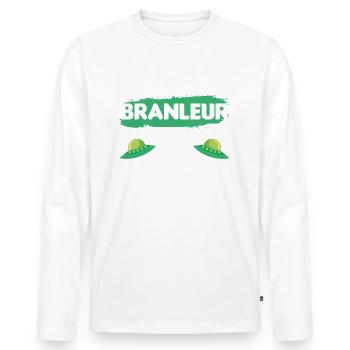 cadeau drôle branleur de l'espace ovni - T-shirt manches longues Premium bio Homme - blanc - Devant - Nico (187cm)