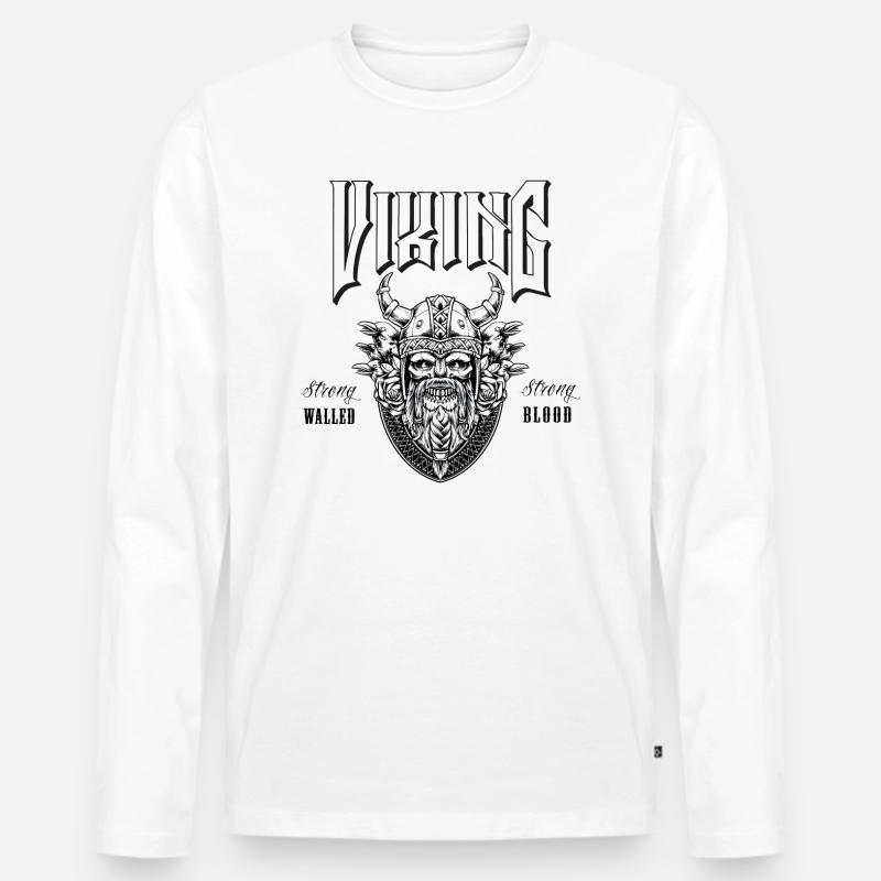 Vikings Design - Männer Premium Bio Langarmshirt - Weiß