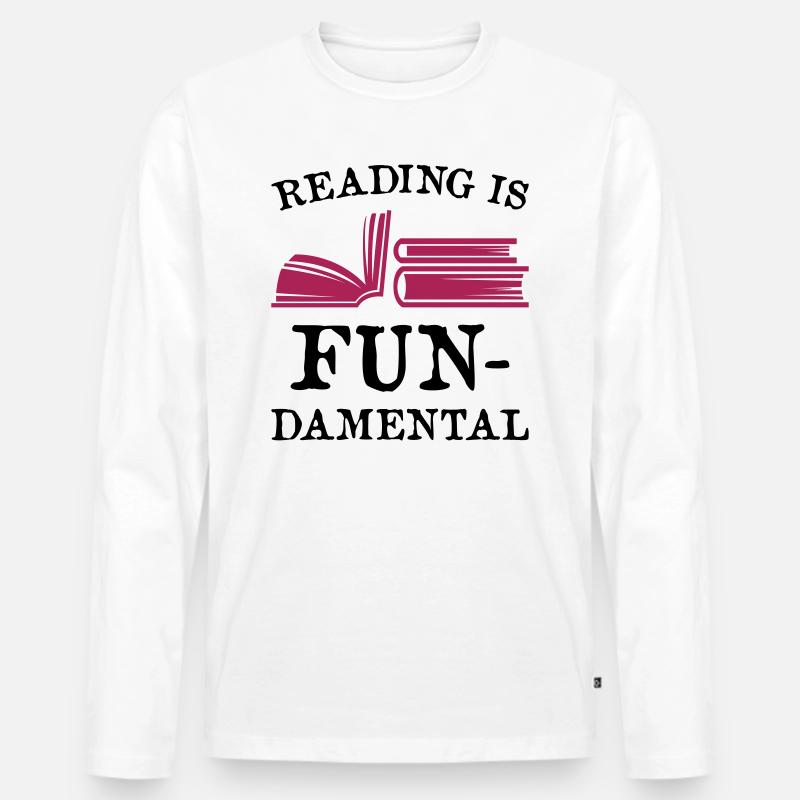 Reading is fundamental - Männer Premium Bio Langarmshirt - Weiß
