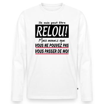 Je suis peut être relou humour design homme - T-shirt manches longues Premium bio Homme - blanc - Devant - Nico (187cm)