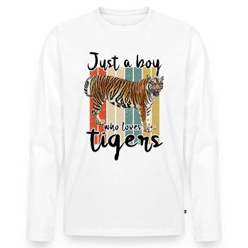 tigre - T-shirt manches longues Premium bio Homme - blanc - Devant - Nico (187cm)