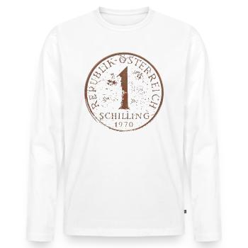 1970 Retro Schilling Österreich - Männer Premium Bio Langarmshirt - Weiß - Vorne - Nico (187cm)