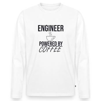 "Engineer Coffee | Engineer" - Men's Premium Organic Long Sleeve Shirt - white - Front - Nico (187cm)