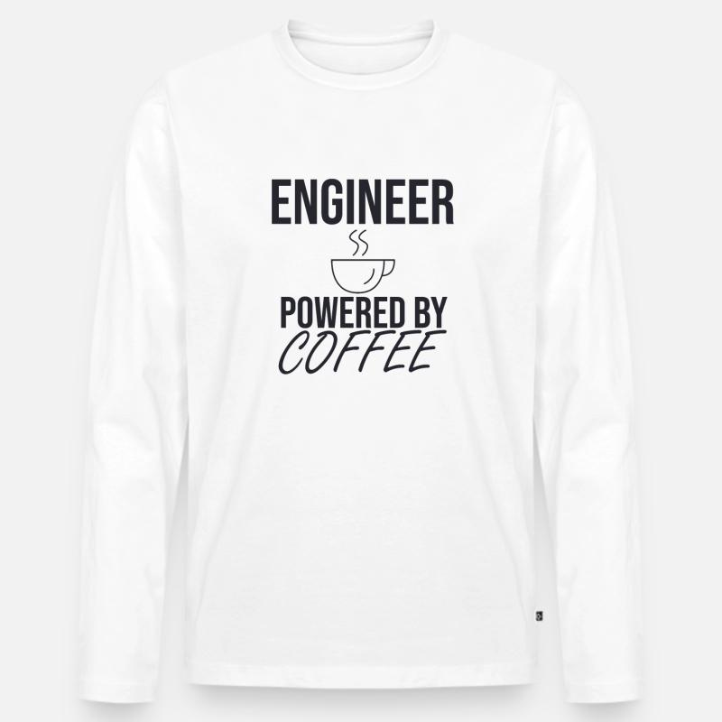 "Engineer Coffee | Ingenieur" - Männer Premium Bio Langarmshirt - Weiß