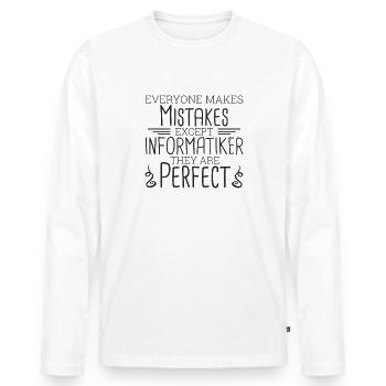 "Informatiker Perfect | Informatik" - Männer Premium Bio Langarmshirt - Weiß - Vorne - Nico (187cm)