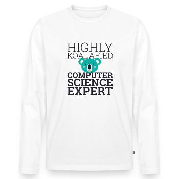 « Expert en informatique Koalafied | Informatique » - T-shirt manches longues Premium bio Homme - blanc - Devant - Nico (187cm)