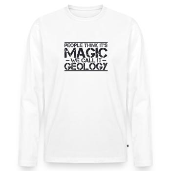 « Géologie Magic | Géologie » - T-shirt manches longues Premium bio Homme - blanc - Devant - Nico (187cm)