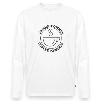 "Product Owner Coffee | "Scrum Master"" - Männer Premium Bio Langarmshirt - Weiß - Vorne - Nico (187cm)
