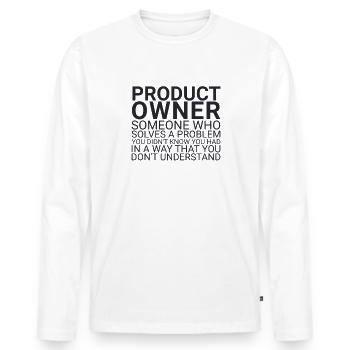 "Product Owner Problem | "Scrum Master"" - Männer Premium Bio Langarmshirt - Weiß - Vorne - Nico (187cm)