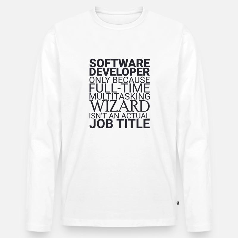 "Software Developer Wizard | Programmierer" - Männer Premium Bio Langarmshirt - Weiß