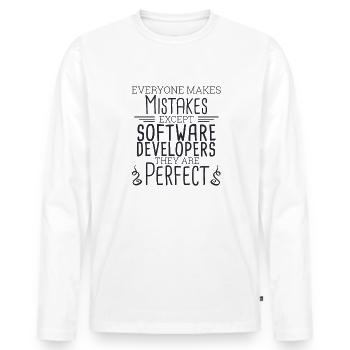 "Software Developer Perfect | Programmierer" - Männer Premium Bio Langarmshirt - Weiß - Vorne - Nico (187cm)