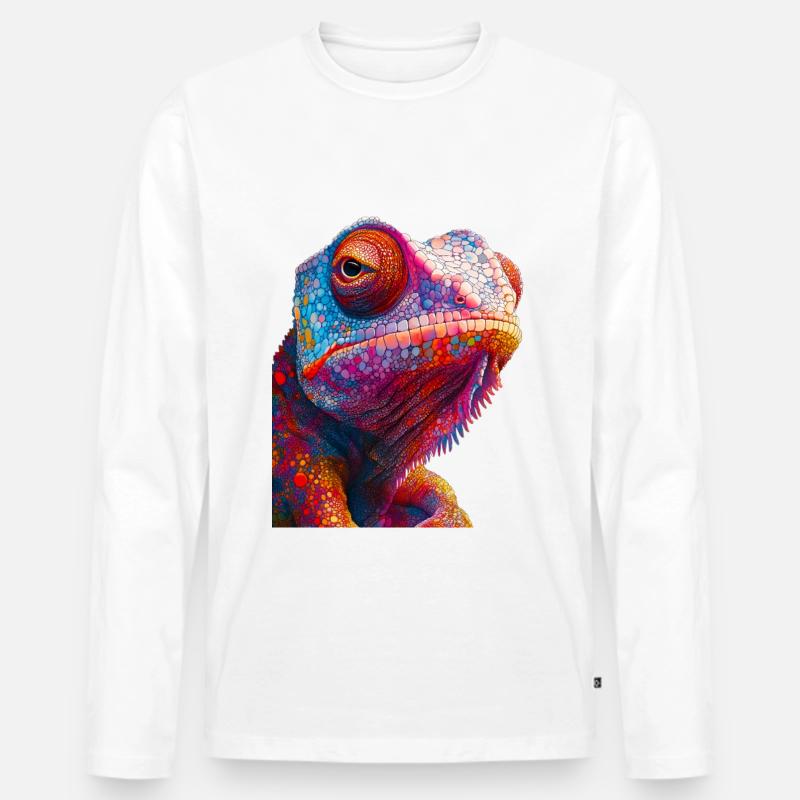 Chamäleon - Männer Premium Bio Langarmshirt - Weiß