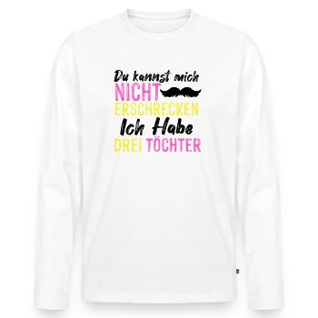 Vater von drei Töchtern Papa Tochter Vatertag - Männer Premium Bio Langarmshirt - Weiß - Vorne - Nico (187cm)