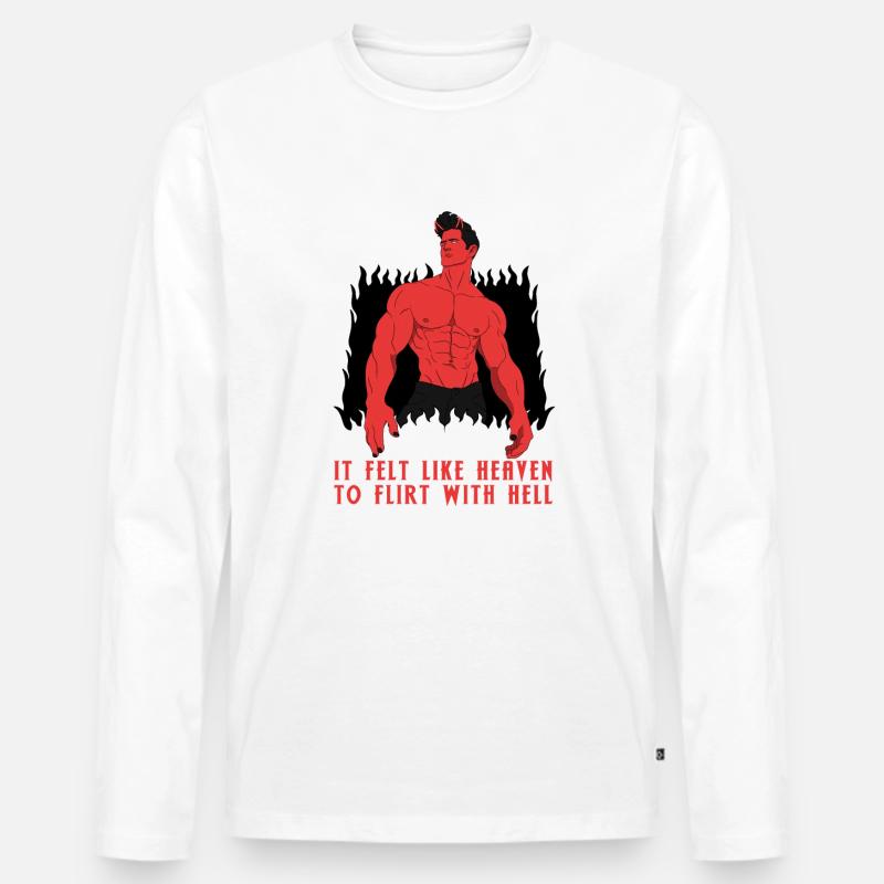 It felt like heaven to flirt with Hell - Männer Premium Bio Langarmshirt - Weiß