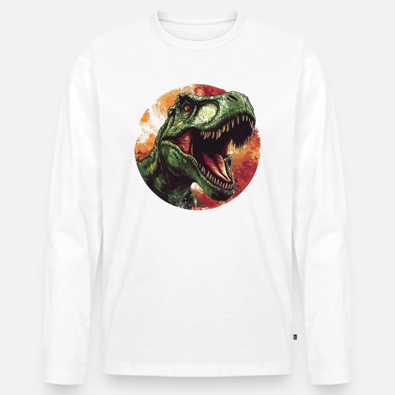 T-Rex - Männer Premium Bio Langarmshirt - Weiß