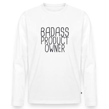 « Product Owner Badass | » Scrum Master" » - T-shirt manches longues Premium bio Homme - blanc - Devant - Nico (187cm)