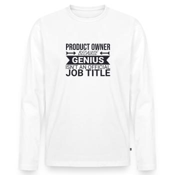 « Product Owner Genius | » Scrum Master" » - T-shirt manches longues Premium bio Homme - blanc - Devant - Nico (187cm)