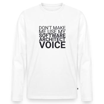 "Software Architect Voice | Software Architektur" - Männer Premium Bio Langarmshirt - Weiß - Vorne - Nico (187cm)