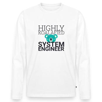 « Ingénieur système Koalafied | Technologie du système » - T-shirt manches longues Premium bio Homme - blanc - Devant - Nico (187cm)