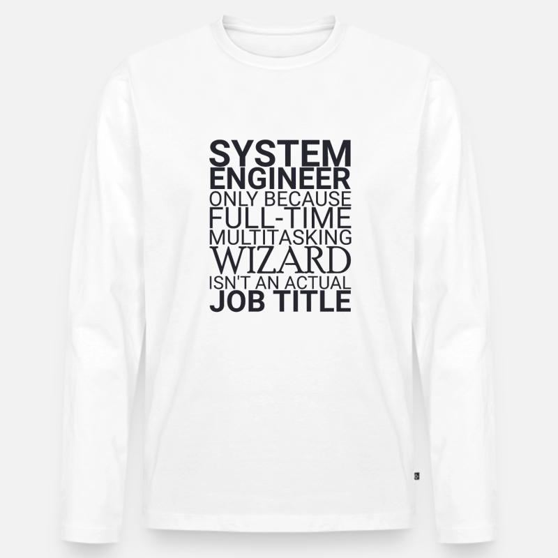 "System Engineer Wizard | Systemtechnik" - Männer Premium Bio Langarmshirt - Weiß