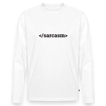 « Sarcasme | Informatique » - T-shirt manches longues Premium bio Homme - blanc - Devant - Nico (187cm)