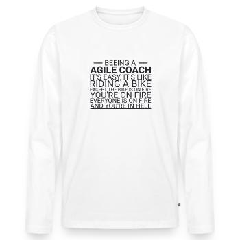 « Agile Coach Bike | Agile » - T-shirt manches longues Premium bio Homme - blanc - Devant - Nico (187cm)