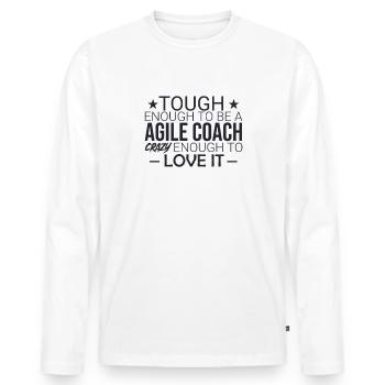 « Coach Agile Crazy | Agile » - T-shirt manches longues Premium bio Homme - blanc - Devant - Nico (187cm)