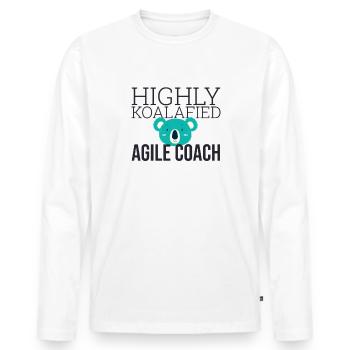 « Coach Agile Koalafied | Agile » - T-shirt manches longues Premium bio Homme - blanc - Devant - Nico (187cm)