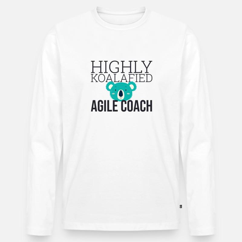 "Agile Coach Koalafied | Agile" - Männer Premium Bio Langarmshirt - Weiß