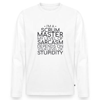 "Scrum Master Sarcasm | " Scrum Master"" - Men's Premium Organic Long Sleeve Shirt - white - Front - Nico (187cm)