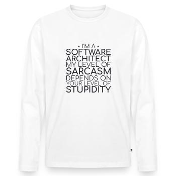 "Software Architect Sarcasm |Software Architektur" - Männer Premium Bio Langarmshirt - Weiß - Vorne - Nico (187cm)