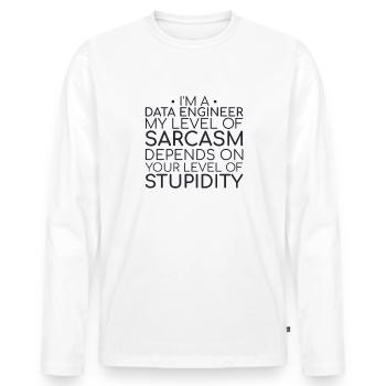 "Data Engineer Sarcasm | Data Science" - Men's Premium Organic Long Sleeve Shirt - white - Front - Nico (187cm)
