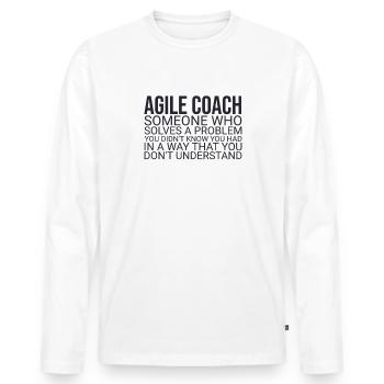 « Agile Coach Résoudre les problèmes | Agile » - T-shirt manches longues Premium bio Homme - blanc - Devant - Nico (187cm)