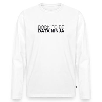 "Data Ninja Born | Data Science" - Men's Premium Organic Long Sleeve Shirt - white - Front - Nico (187cm)