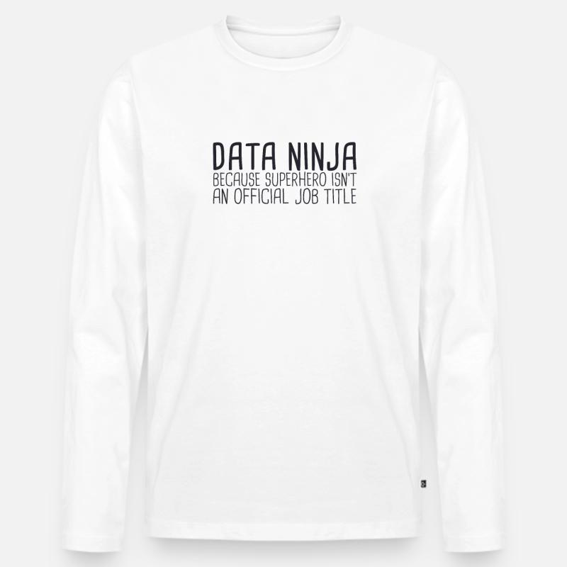 "Data Ninja Superhero | Data Science" - Männer Premium Bio Langarmshirt - Weiß
